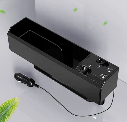 Car Interior Accessories Auto Crevice Gear Seat Storage Box Cup Holder Organizer with Dual USB Plug Charger Car Gap Storage Box